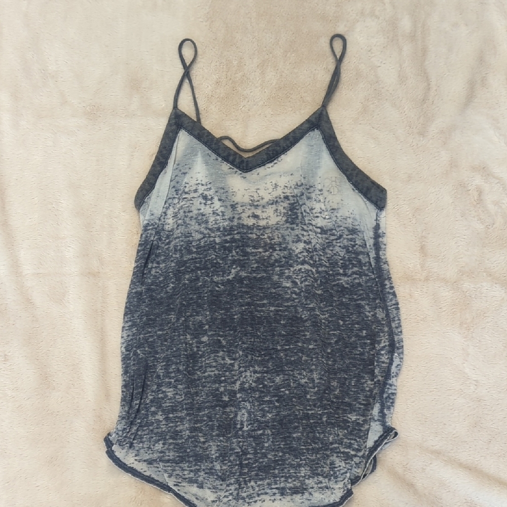 Chaser Blue Gray Spaghetti Strap Sheer Top